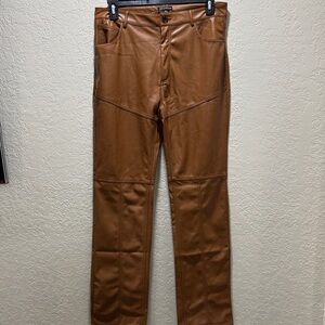 Shinestar Ladies Tan Leather Jeans(LX)